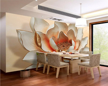 Beibehang Customized living room sofa background wall 3d wallpaper 3D High quality silk relief lotus 3d wallpaper papier peint 2024 - buy cheap