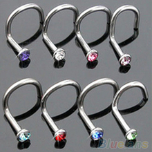 50Pcs Mixd Color Rhinestone Hook Bone Bar Pin Piercing Jewelry Nose Studs Rings 2024 - buy cheap