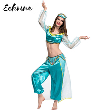 Echo ine fantasia árabe para dança do ventre, traje clássico para cosplay de jasmine, conjunto com 3 peças 2024 - compre barato