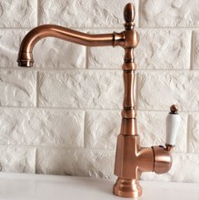 Antique Red Copper Brass Bathroom Kitchen Basin Sink Faucet Mixer Tap Swivel Spout Single Handle One Hole Deck Mounted mnf416 2024 - buy cheap