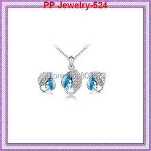 High quality  white Gold Color crystal rhinestone jewelry set necklace and earrings 2024 - купить недорого