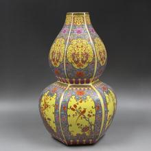 Qing Yong Zheng-flores doradas esmaltadas y pájaros hexagonales, muebles para el hogar, colección de porcelana antigua, antigüedades 2024 - compra barato