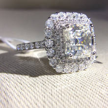 14k White Gold 2.7ctw DF Asscher Cut Engagement Wedding Lab Grown Moissanite Diamond Halo Ring Test Positive Lab Grown Diamond 2024 - buy cheap