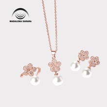 MADALENA SARARA Flower Style AAAA Cubic Zirconia AAA 8mm Freshwater Pearl  S925 Plated pendant chain Necklace Jewelry Set 2024 - buy cheap