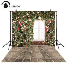 Allenjoy backdrop photography white window pink red flowers wall leaves stone wedding photocall photophone for photo studio 2024 - buy cheap