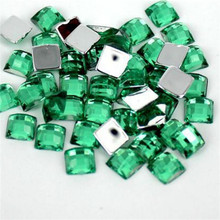 4-25MM DIY Bling Green Color Square Lattice Faceted Acrylic Rhinestone Flatback Acrylic Stone for Hand Craft Art Decoration 2024 - buy cheap