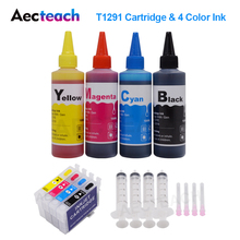 Многоразовый чернильный картридж Aecteach T1291 для Epson Stylus BX305 BX320 BX525 BX625 SX525 картриджи + 4 цветные чернила для принтера заправка 2024 - купить недорого