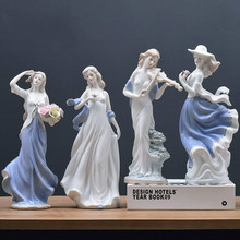Personagens ocidentais femininos decoração para casa estatuetas de cerâmica arte artesanato bar hotel porcelana ornamento decoração de casamento 2024 - compre barato