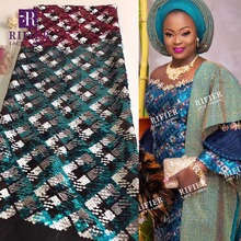 Tela de encaje de doble cara con lentejuelas de Color, encaje de tul de malla de diseño único africano, nuevos vestidos de encaje bordados de Nigeria 2019 2024 - compra barato