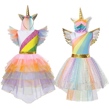 Girls Unicorn Dress up Costume Kids Halloween Ball Gown Cosplay Princess Children Birthday Unicorn Party Fancy Dress Clothing 2024 - buy cheap