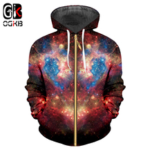 OGKB Plus Size Hoodies With Zip Autumn Winter Hiphop Streetwear Jackets Women/men's 3d Print Galaxy Space Hooodies Sweatshirt 2024 - buy cheap