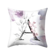 Folwer Pillow Case 45x45cm Home Decorative For Sofa Watercolor Painting A-Z Letters Throw Pillow Case Bed Decor 2024 - buy cheap