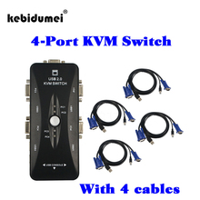 1Set 4 Port USB 2.0 KVM VGA SVGA Switch Hub Box Adapter + 4pcs VGA Cable  (1lot =5pcs =1pcs USB KVM Swith + 4pcs Cables) 2024 - buy cheap