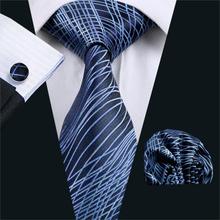 FA-1086 Gents Necktie Blue Novelty 100% Silk Jacquard Tie Hanky Cufflinks Set Business Wedding Party Ties For Men Free Shipping 2024 - buy cheap