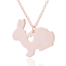 Stainless Steel Lovely Rabbit Necklace for Lady Girls Tiny Hollow Heart Animal Pendant Choker Necklace Collier Femme 2024 - buy cheap