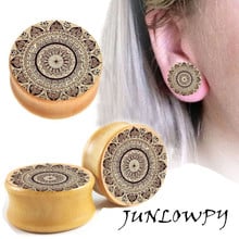 JUNLOWPY fashion flesh tunnels ear plugs  gauge piercing expander Flower wood 6-16mm pircing body jewelry 2024 - buy cheap