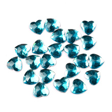 200Pcs Aqua Blue Heart Acrylic Decoration Crafts Beads Flatback Cabochon Scrapbook DIY For Clothes Embellishments Accessories 2024 - buy cheap