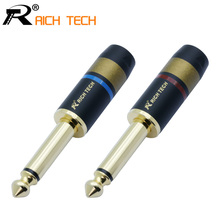 1pair/2pcs  Luxury Jack 6.35 Gold-plated Audio Plug Connector 6.35mm MONO Plug Assembly Microphone Connector Blue & Red 2024 - buy cheap