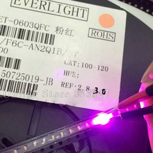 Lote de 100 LED 0603 / 1608 SMD, cuentas de luz, tubo luminoso rosa brillante, diodos de luz 2024 - compra barato