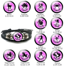 12 Zodiac Constellation Bracelet Alloy Button Wrap Multilayer Leather Bracelet Charm Men Women Bangle Bracelet Birthday Gift 2024 - buy cheap