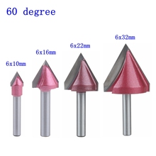 4pc 6mm Vbit CNC Solid Carbide End Mill 3D Woodworking Tungsten Carbide Milling MDF Milling Cutter 60 Degree 2024 - buy cheap