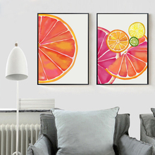 Cute Watercolor Fruit Orange Wall Art Canvas Painting Nordic Poster And Print Wall Art Picture Home Children Room Decoration 2024 - buy cheap