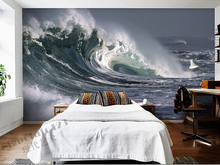Personalizado 3d grandes murais, as ondas rugindo, sala de estar sofá tv parede quarto fundo papel parede 2024 - compre barato