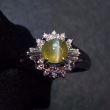 Fine Jewelry  Real Platinum Pt900 100% Natural Chrysoberyl Cat's Eye 0.95ct Gemstones Female Wedding Rings for women Fine Ring 2024 - buy cheap