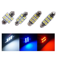 Lâmpadas led brancas vermelhas e azuis para carro, 100 peças, 12v, para iluminação interior da placa, tamanhos 31mm, 36mm, 39mm e 41mm 2024 - compre barato