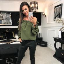White Female T-Shirt Off Shoulder One word led Sexy Top Split Long Sleeve Women's T-shirts Korean Clothes Large Sizes 2024 - buy cheap