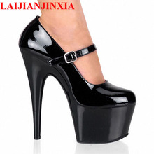 LAIJIANJINXIA New ladies spring/autumn platforms wedding Patent Leather round head 15cm thin high heels shoes women's pumps 2024 - buy cheap