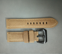 free shipping 24mm Light brown color arenaceous Genuine leather watch strap with PVD 316L stainless steel buckle 000271gggg 2024 - buy cheap