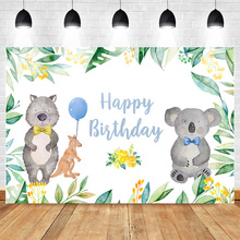 Mehofoto Australian Animal Backdrop Koala Themed Boy Birthday Photography Background Blue Boy's Birthday Party Banner Backdrops 2024 - buy cheap