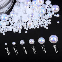 2-8mm 15g/lot White AB Color Flatback Half Round Plastic ABS Imitation Pearl Beads For Jewelry Craft Scrapbook Decoration DIY 2024 - buy cheap