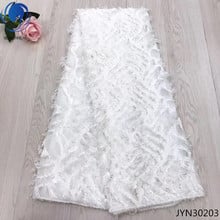 Tecido de renda embelezal real branco, tule francês, 2018 alta qualidade, tecido de renda 3d de chiffon para mulheres, casamento, 5 jardas/lote jyn302 2024 - compre barato