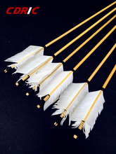 6/12/24PK 29Inch  30inch 32inch wooden arrow white Turkey feather real archery hunting recurve bow  high quality 2024 - buy cheap
