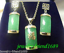 Novo conjunto de pingente verde jade/brincos de colar> relógio laminado quartz cristal jade cz 2024 - compre barato