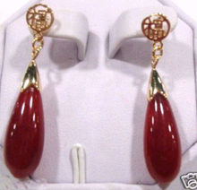 Free shipping >>>>>>NATURAL LUCKY RED stone DROP EARRINGS jewelry 2024 - buy cheap