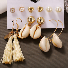 2021New Boho Bohemian Jewelry Big Round Shell Earing Set Geometric Golden Minimalist Statement fringe Long Earrings Oorbellen 2024 - buy cheap