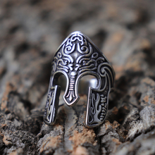 Man Viking Warrior Helmet Ring Scandinavian Pagan Norse Rune Stainless Steel Rings Totem Amulet Jewelry 2024 - compre barato