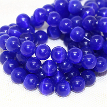 Charming dark blue opal cat eyes round loose spacer loose beads 4,6,8,10,12mm women top quality jewelry making 14inch B1583 2024 - buy cheap