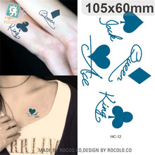 Papel de tatuajes temporales de arte corporal a prueba de agua para mujeres y parejas diseño de naipes 3d tatuaje pequeño pegatina al por mayor HC-12 2024 - compra barato