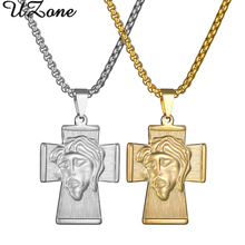 UZone-collar de acero inoxidable con forma de cruz para hombre y mujer, colgante con forma de cruz, símbolo de catolio cristiano, con chian 2024 - compra barato