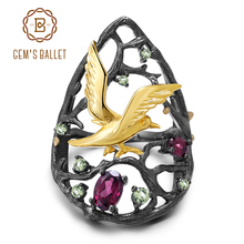 Женское балетное кольцо gemb's, кольцо с камнями ручной работы из серебра 925 пробы, 0,85 карат, натуральный родолит, гранат 2024 - купить недорого