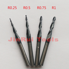 4pcs/lot R0.25/R0.5/R0.75/R1.0 3.175mm 1/8"shank HRC55 solid carbide Taper Ball Nose EndMill milling cutter wood Engraving tools 2024 - buy cheap