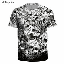 Cool Gray Skull Heads  Print 3D T shirt Men Women Hiphop Hipster Streetwear T-shirt Summer Tshirt Tees Boys Clothing camisetas 2024 - buy cheap