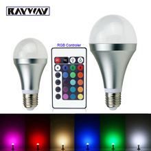 3W 10W LED Light Bulb E27 16 Colors IR Remote Control RGB Lamp Aluminum Led Lighting Bulb 110V 220V 85-265V Spotlight 2024 - buy cheap