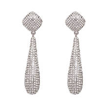 Fashion Water Drop Full Crystal Charm Earrings for Women New Brand Rhinestone Statement Jewelry Luxury Wedding Bridal Accessory 2024 - buy cheap