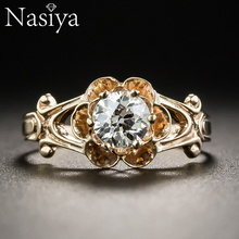 Nasiya-anillos de joyería de Color dorado para mujer, joyería elegante con forma de flor, con circonita cúbica de 7MM, venta al por mayor, envío directo 2024 - compra barato