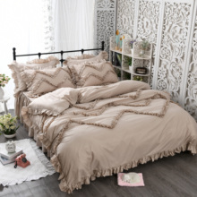 Khaki Korean pastoral fresh princess wind bed skirt cotton girl heart quilt pillowcase cotton bedding 2024 - buy cheap